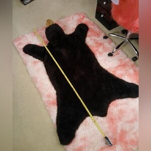 Plush Black Bear Shaped Faux Fur Rug in excellent condition. See photos